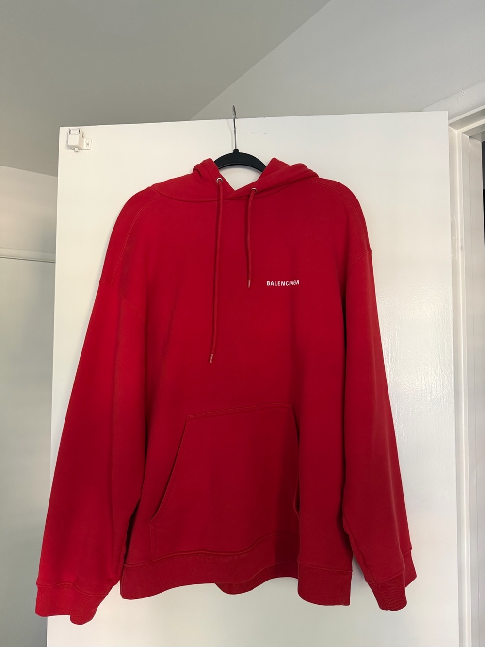 Balenciaga Red Crewneck Hoodie with Subtle Logo